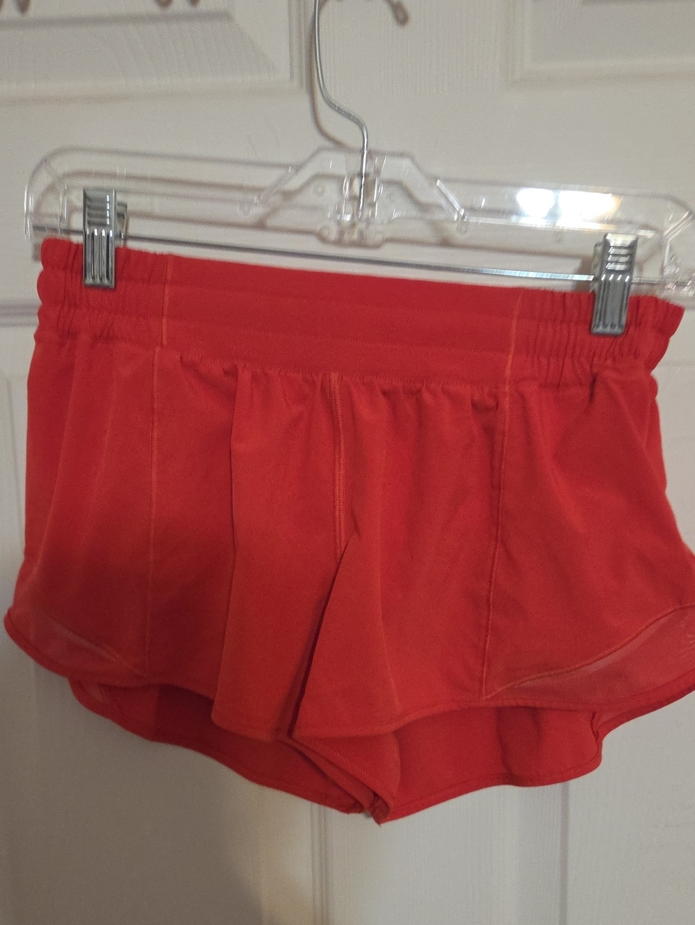lululemon athletica Coral Red Ruffle Athletic Shorts